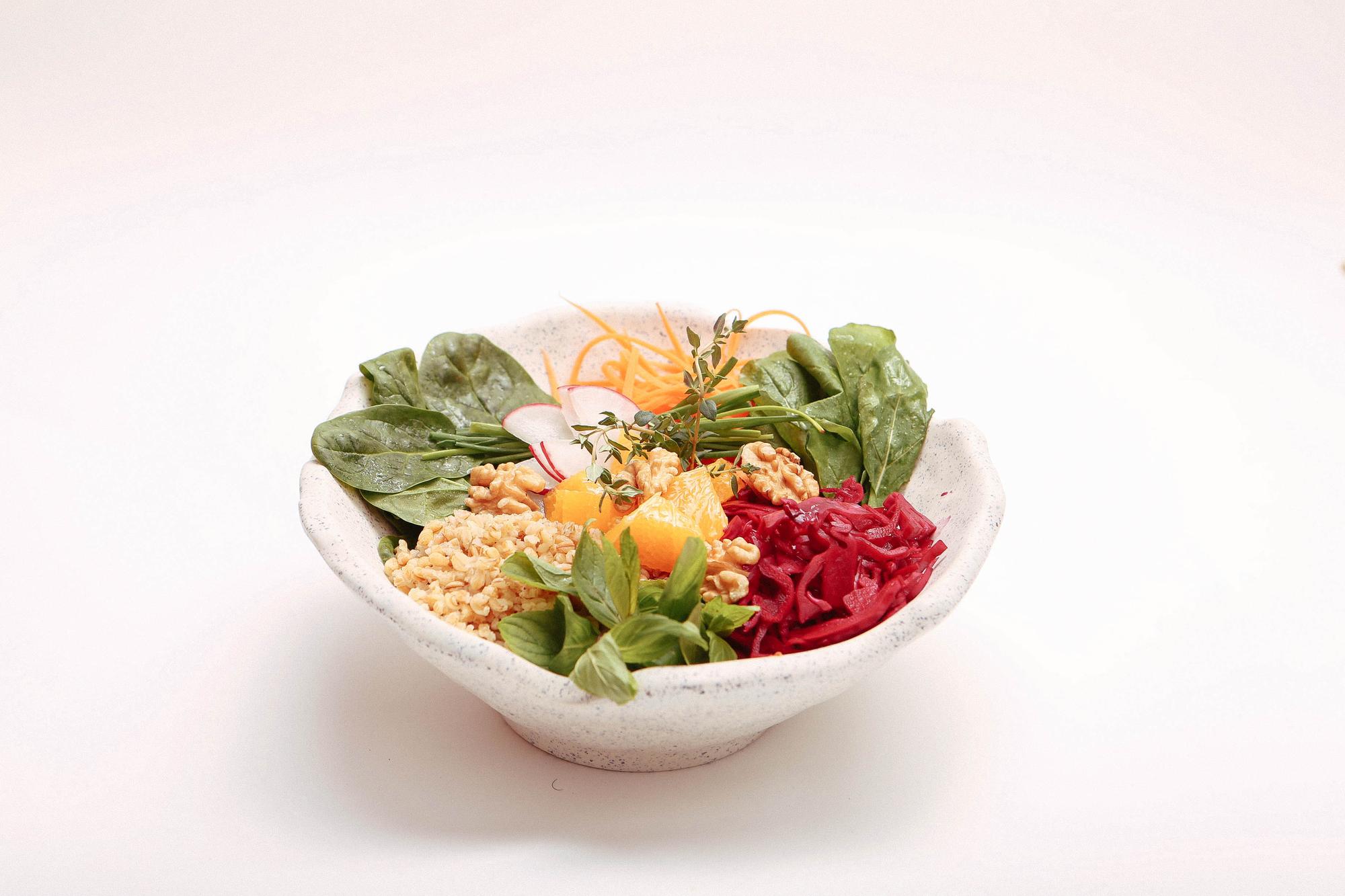 plated quick vegetarian bowl