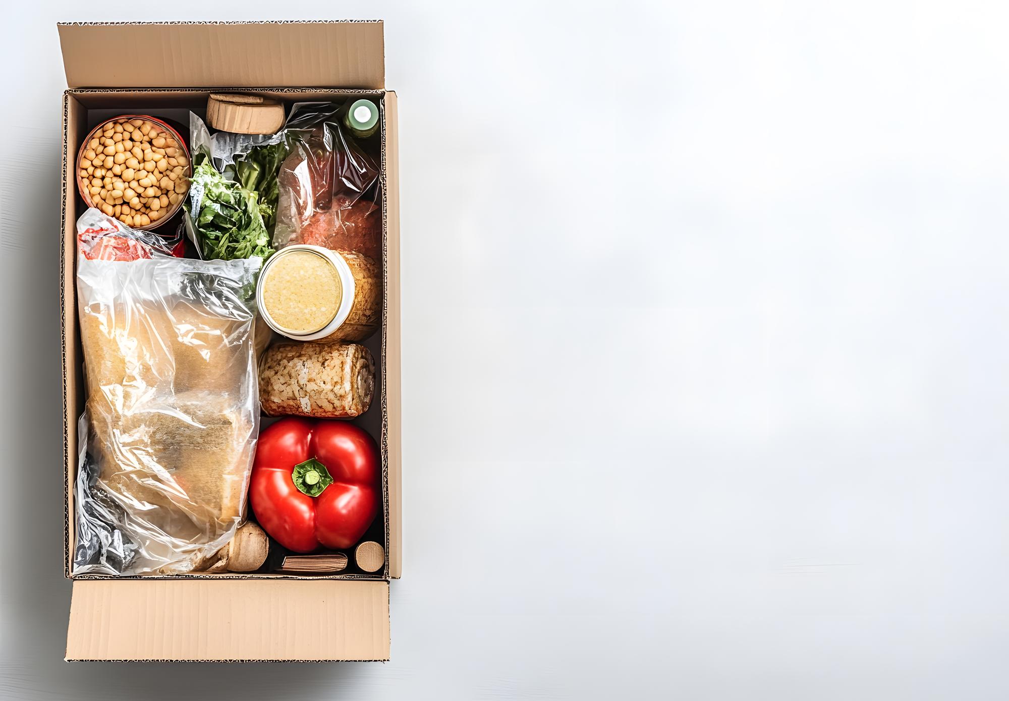 flat lay of meal kit ingredients